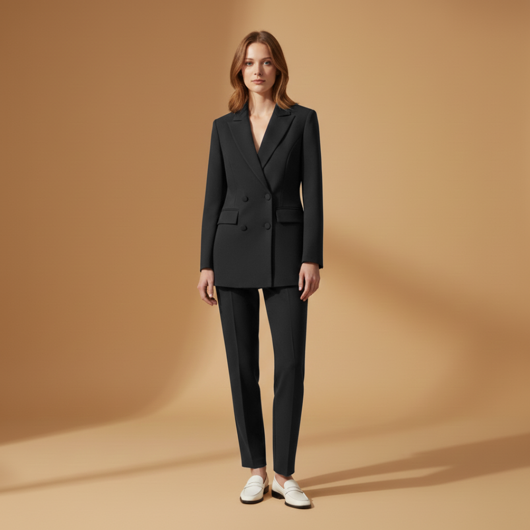 Classic 2 Piece Women's Suit Set with Peak Lapel