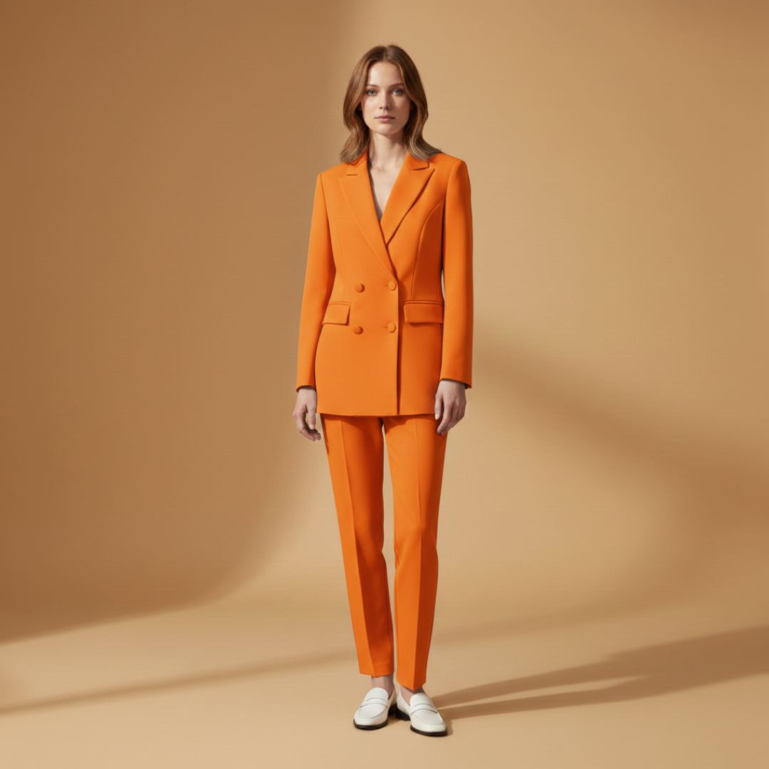 Classic 2 Piece Women's Suit Set with Peak Lapel