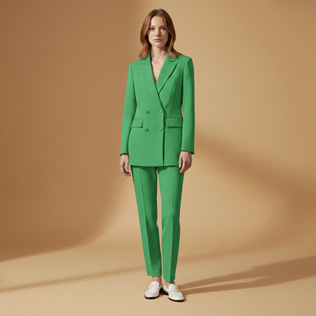 Classic 2 Piece Women's Suit Set with Peak Lapel