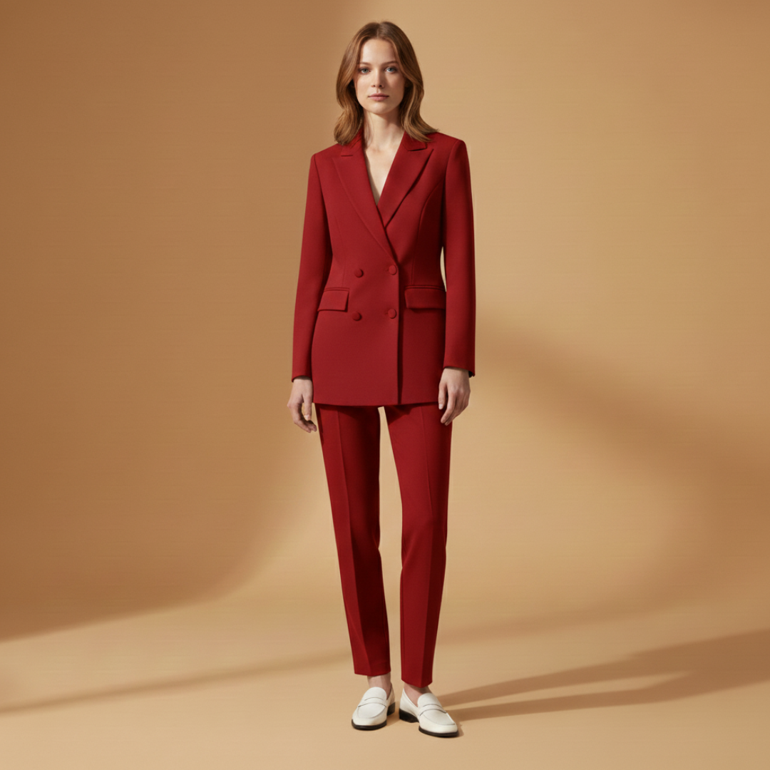 Classic 2 Piece Women's Suit Set with Peak Lapel