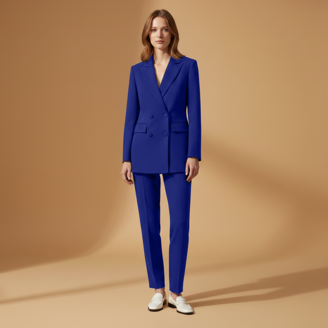 Classic 2 Piece Women's Suit Set with Peak Lapel