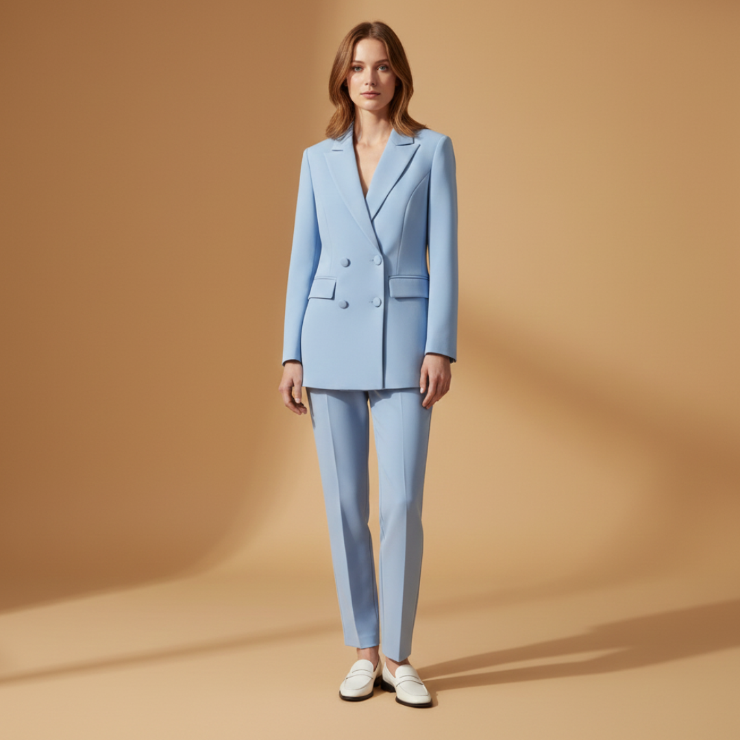 Classic 2 Piece Women's Suit Set with Peak Lapel