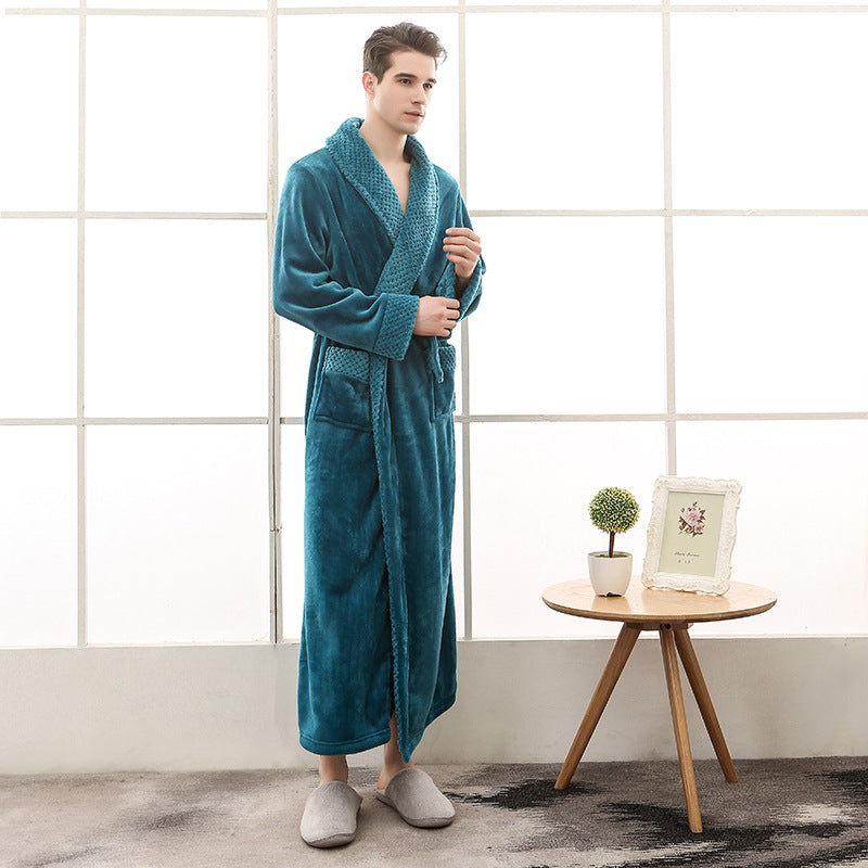 Soft Plush Bathrobe with Tie Waist and Pocket Details