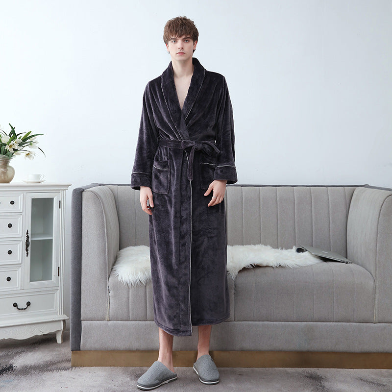 Soft Plush Bathrobe with Hooded Collar