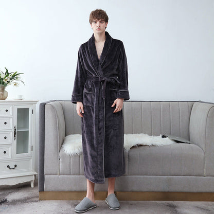 Soft Plush Bathrobe with Hooded Collar