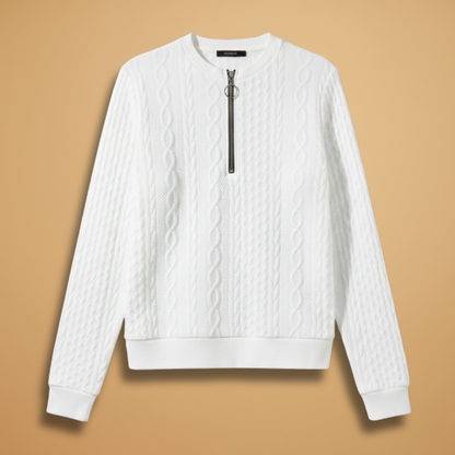 Ladies' Cable Knit Zip Neck Sweater - Modish World