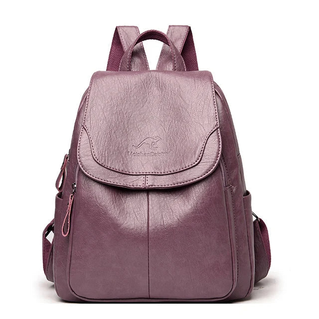 Durable Leather Ladies Travel Backpack