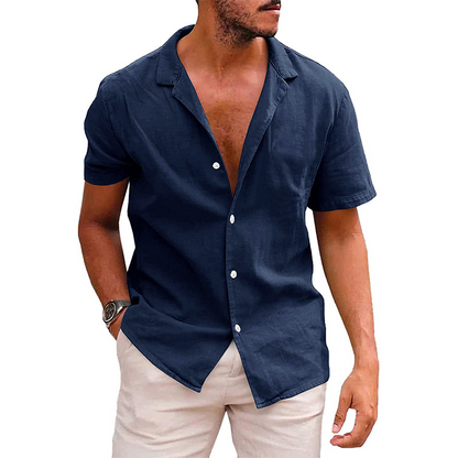 Relaxed Fit Mens Short Sleeve Dress Shirt