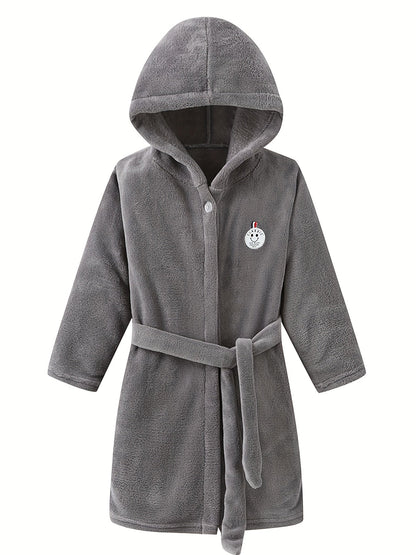 Children's Hooded Robe with Button Front