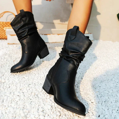 Women's Western Boots - Classic Low Heel Ankle Boots - ModishWorld
