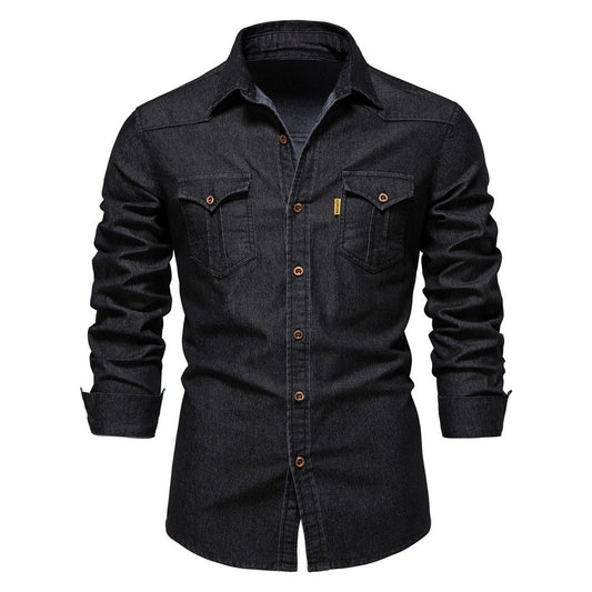 Classic Blue Jeans Shirt with Pockets and Collar - Modish World