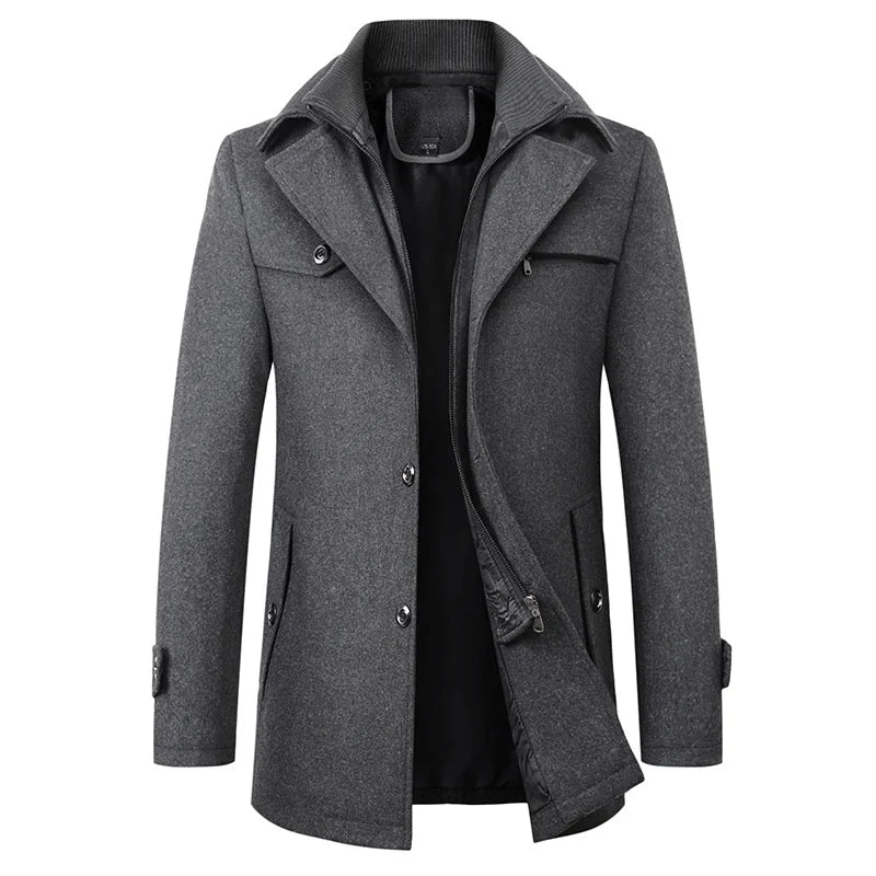 Classic Men's Overcoat with Zip Fastening