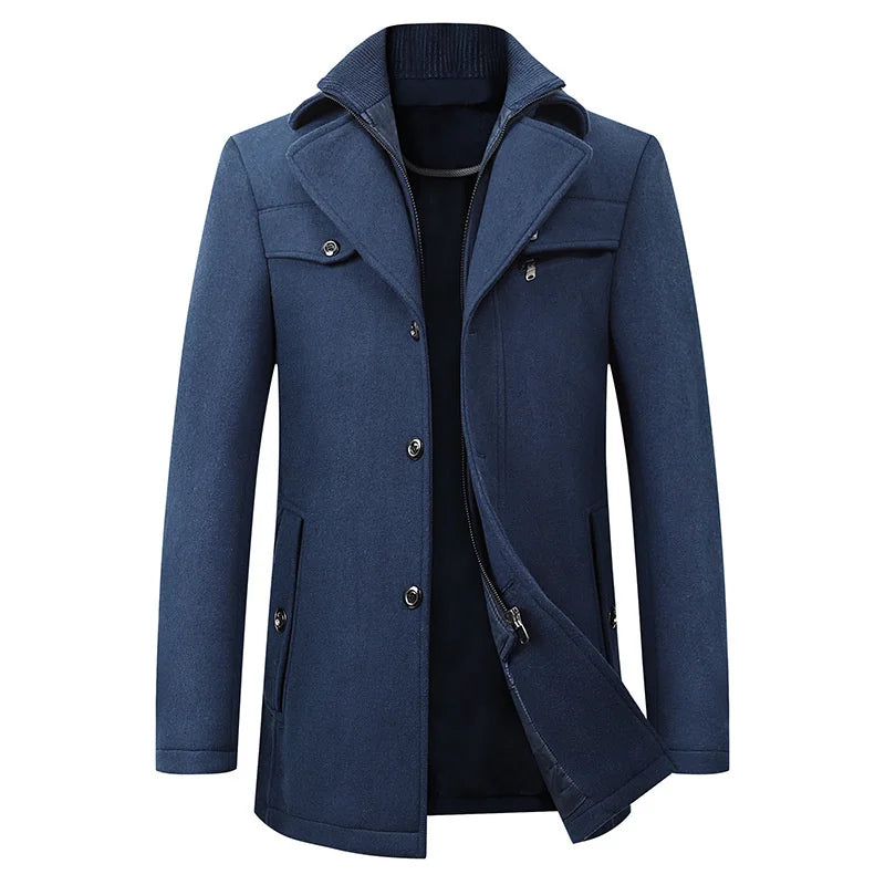 Classic Men's Overcoat with Zip Fastening