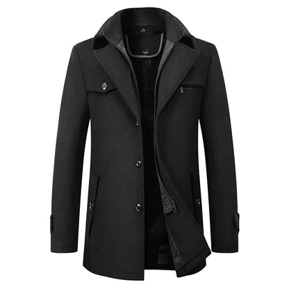 Classic Men's Overcoat with Zip Fastening - ModishWorld