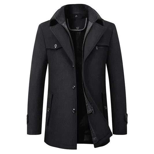 Classic Men's Overcoat with Zip Fastening - ModishWorld