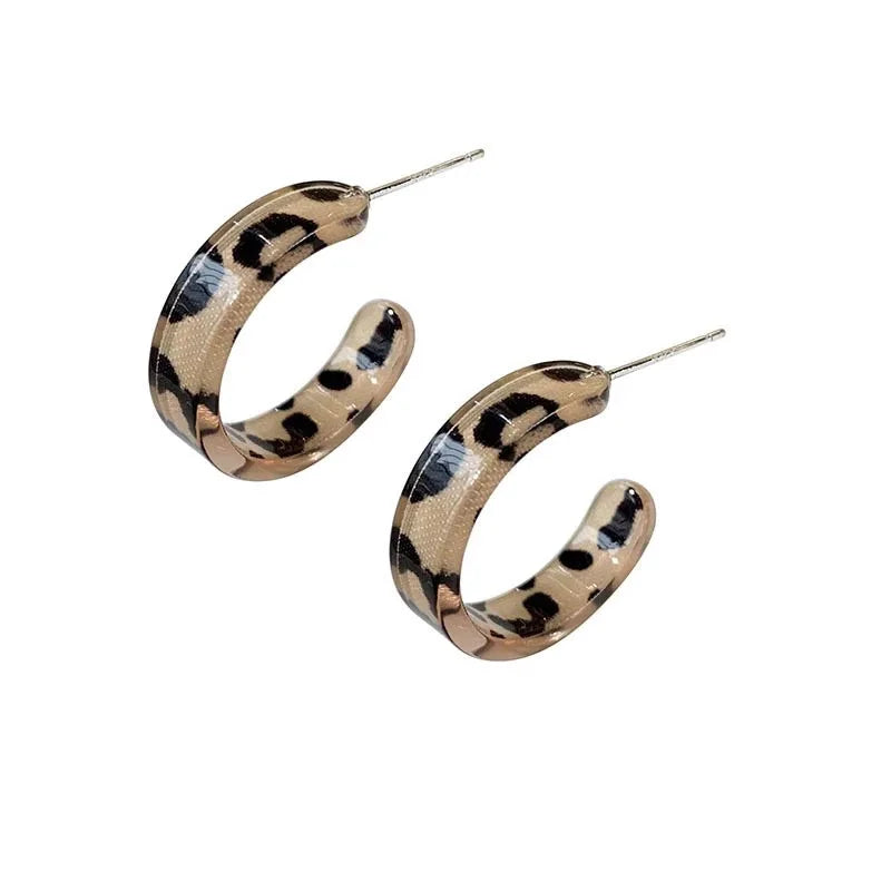 Horn-Look Resin Circle Earrings, Curved
 - ModishWorld