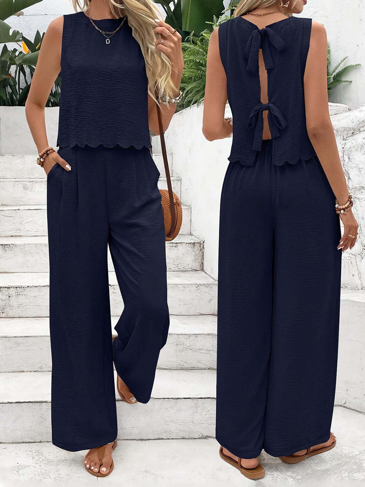 Elegant Women's Blouse and Pants Suit Set