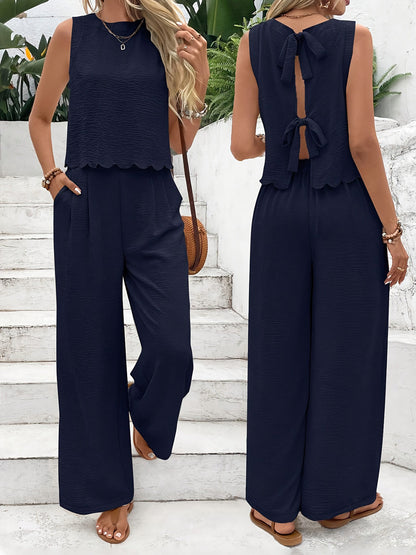 Elegant Women's Blouse and Pants Suit Set