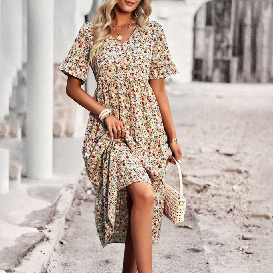 Stylish Floral Midi Sundress - Perfect Beach Wear - ModishWorld