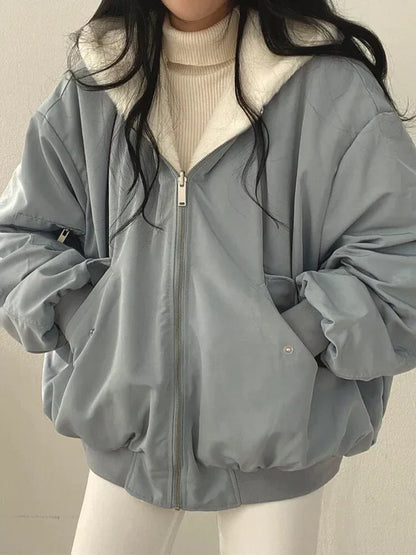 Ladies Warm Reversible Parka - Loose Fit Coat - ModishWorld