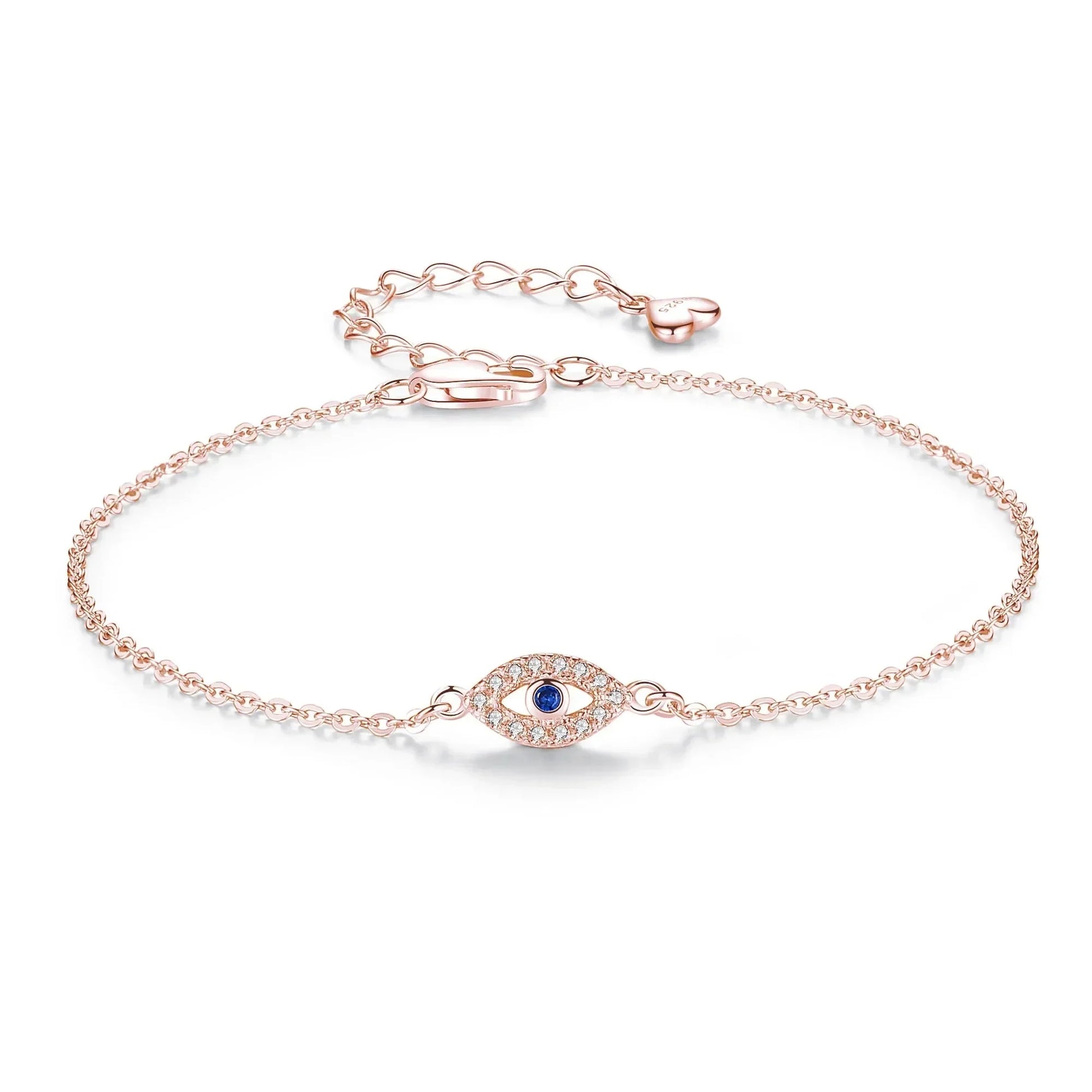 Adjustable Sterling Silver Evil Eye Bracelet with Blue Sapphire (925)
 - ModishWorld
