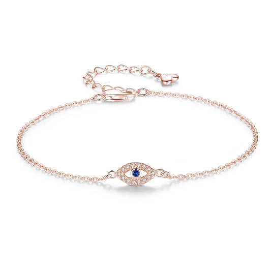 Adjustable Sterling Silver Evil Eye Bracelet with Blue Sapphire (925)
 - ModishWorld