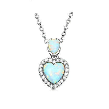 Heart Opal Pendant Necklace in Sterling Silver - A Romantic Gift
 - ModishWorld