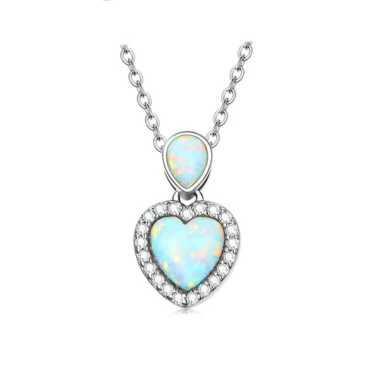 Heart Opal Pendant Necklace in Sterling Silver - A Romantic Gift
 - ModishWorld