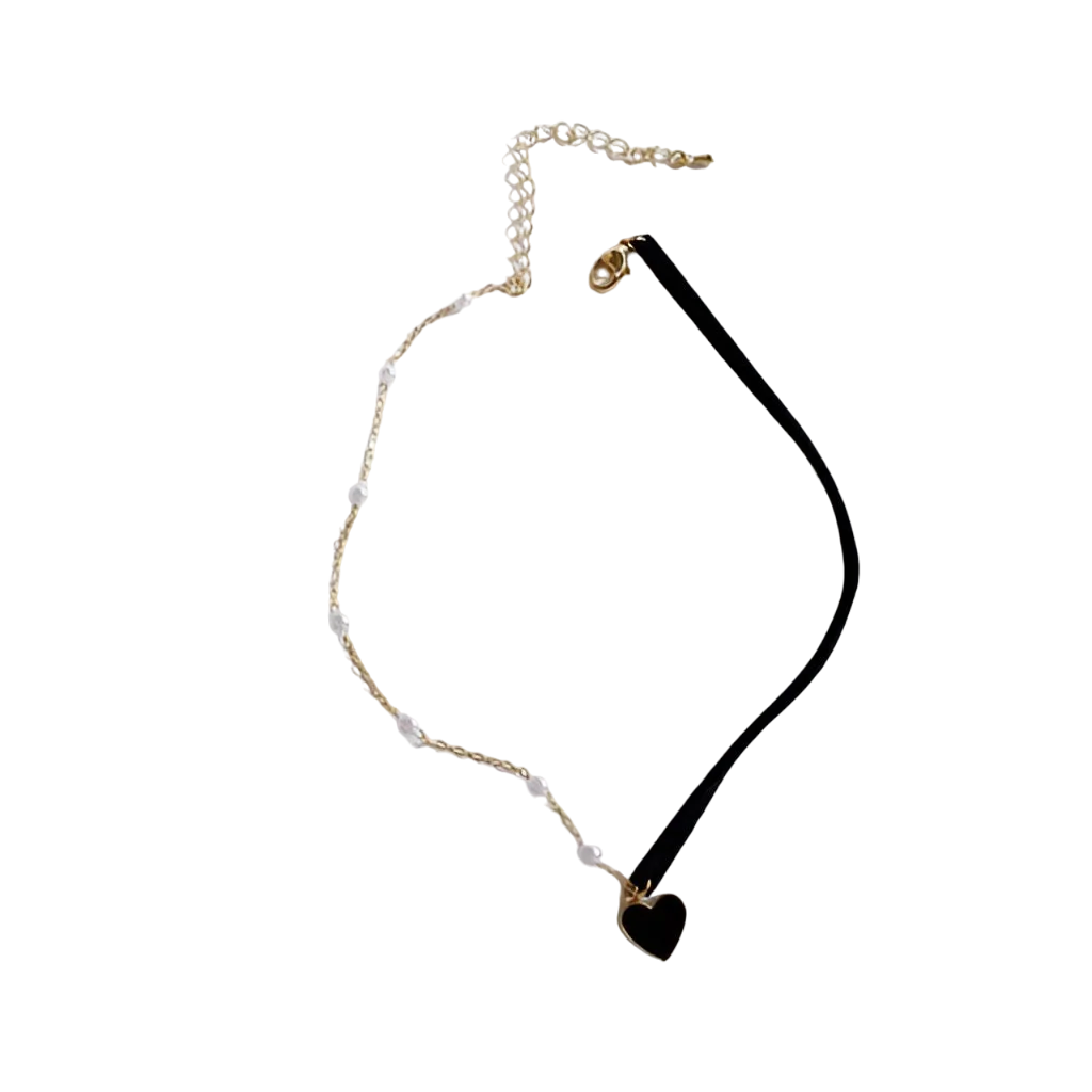 Romantic Gift: Velvet Choker with Adjustable Gold Heart Pendant
 - ModishWorld