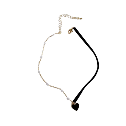 Romantic Gift: Velvet Choker with Adjustable Gold Heart Pendant
 - ModishWorld
