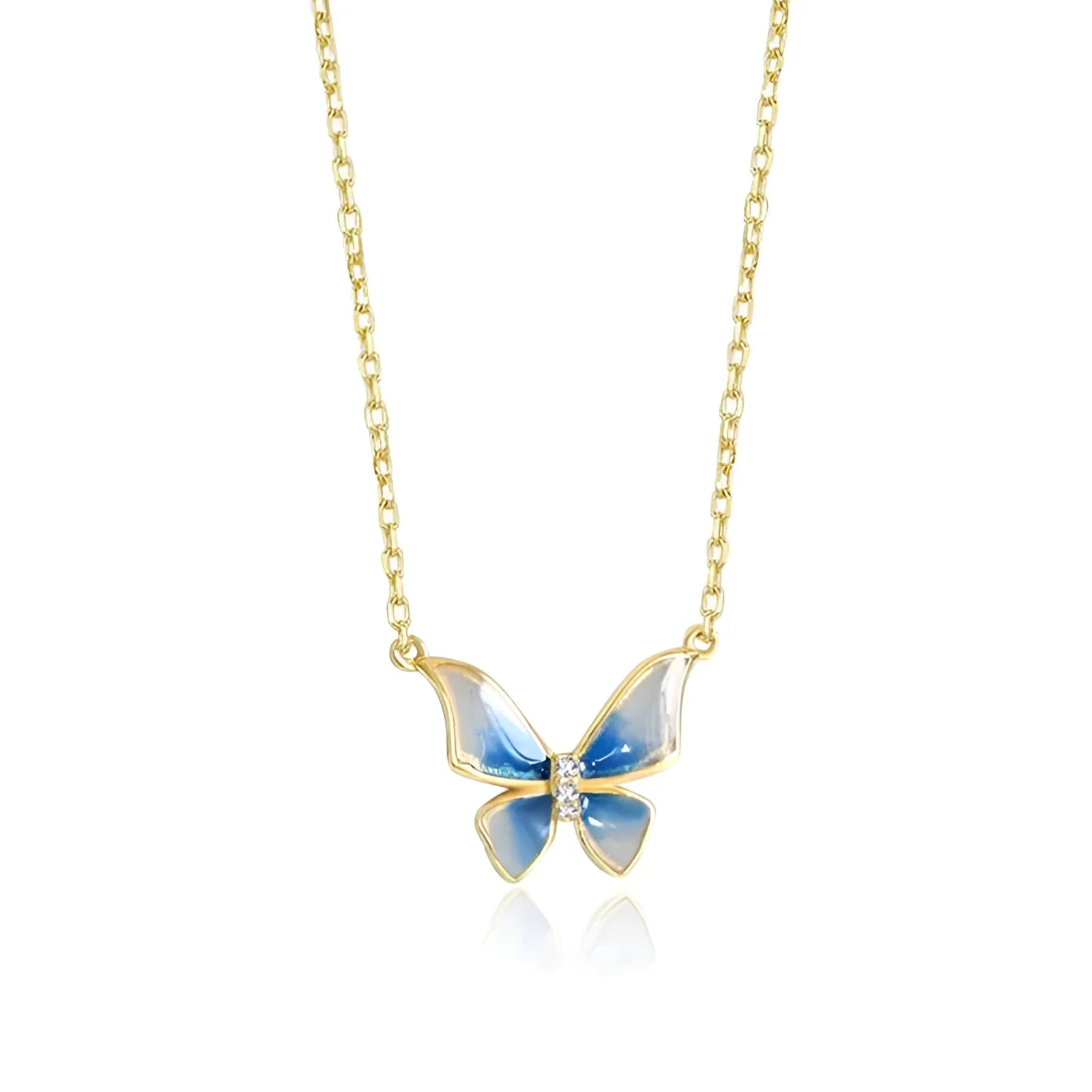 Elegant Gold Butterfly Necklace with Blue Opal - Perfect Gift for Women
 - ModishWorld