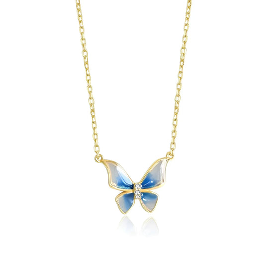 Elegant Gold Butterfly Necklace with Blue Opal - Perfect Gift for Women
 - ModishWorld