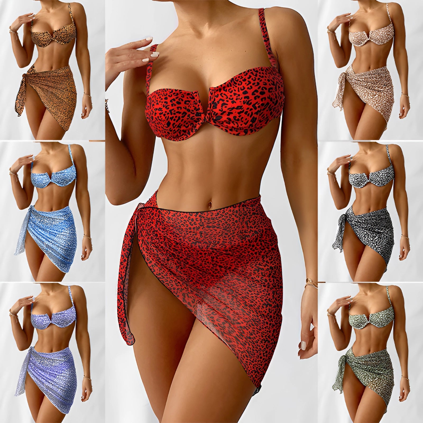 Luxury Two-Piece Animal Print Bikini with Sequins and Rhinestones
 - ModishWorld