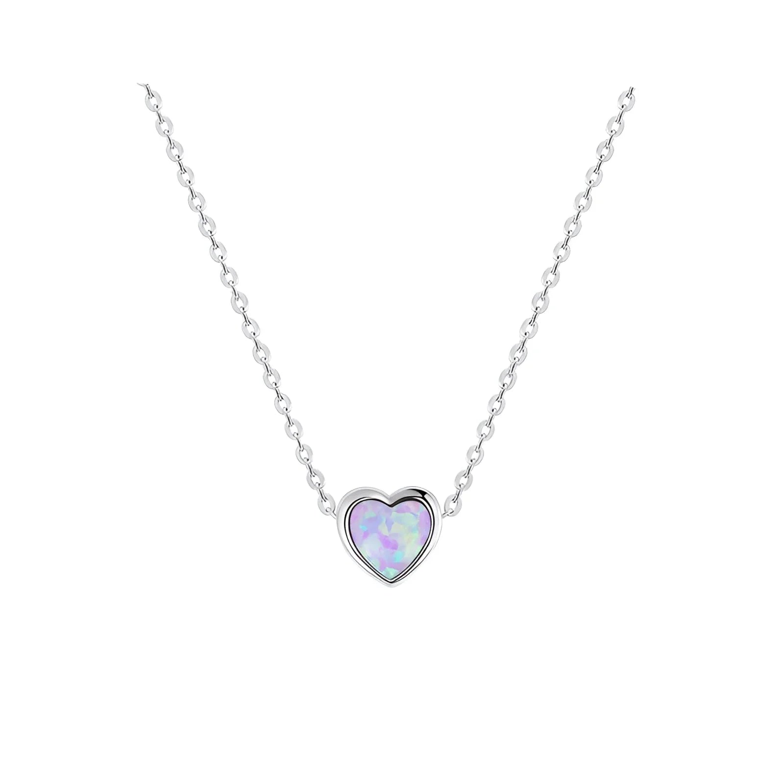 Hypoallergenic 925 Sterling Silver Opal Heart Necklace Pendant from Bamoer - A Gift
 - ModishWorld