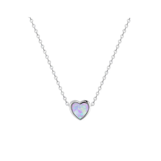 Hypoallergenic 925 Sterling Silver Opal Heart Necklace Pendant from Bamoer - A Gift
 - ModishWorld
