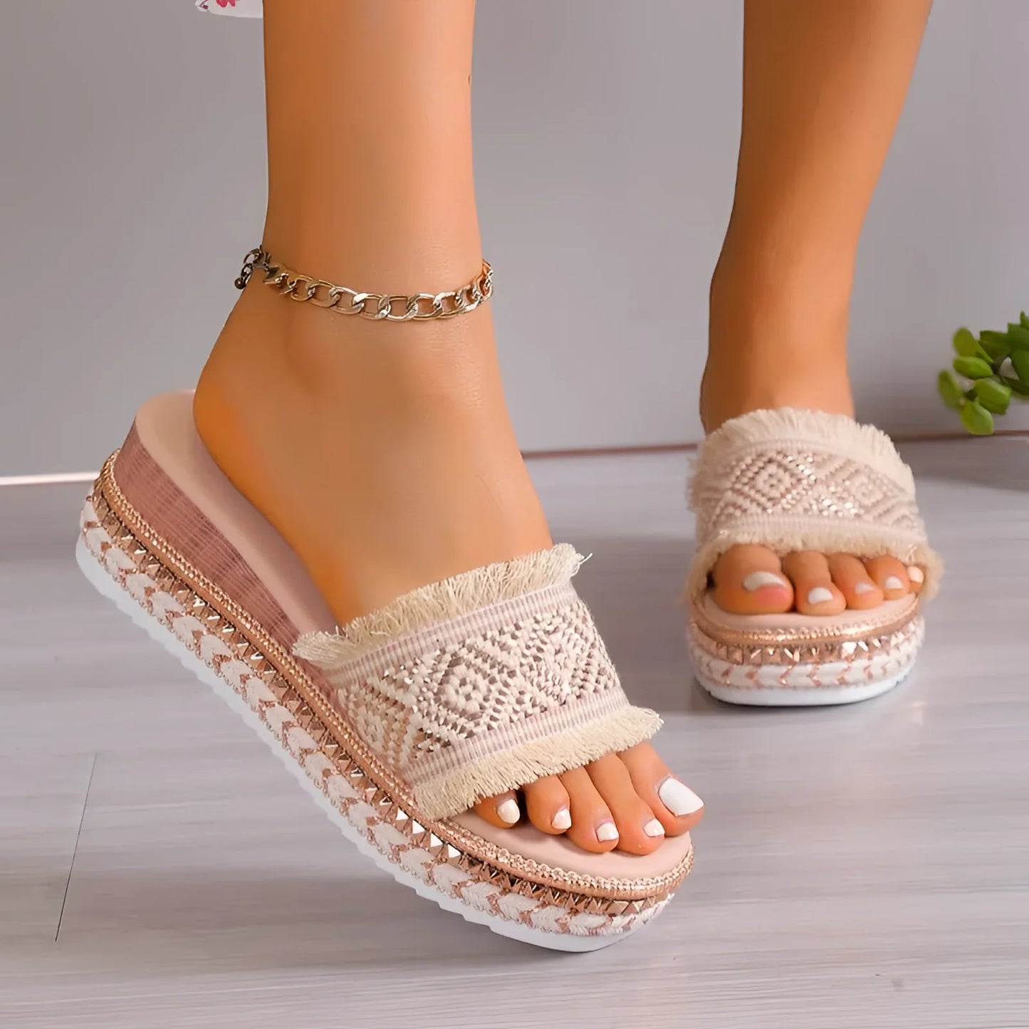Boho-Chic Platform Sandals with Beaded Fringe for Comfortable Summer Wear
 - ModishWorld
