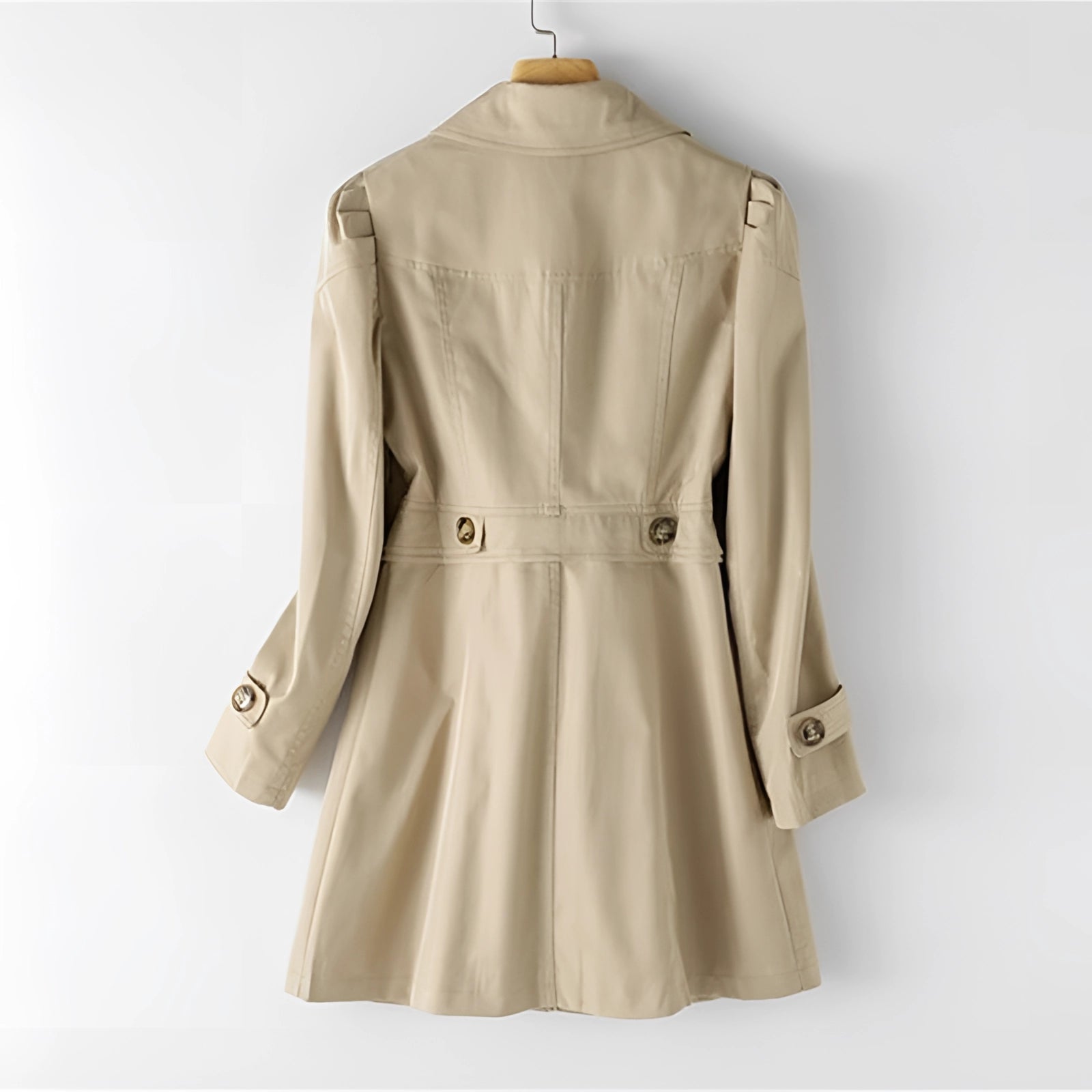 Stylish Beige Double-Breasted Trench Coat for Women – Casual Spring Jacket
 - ModishWorld