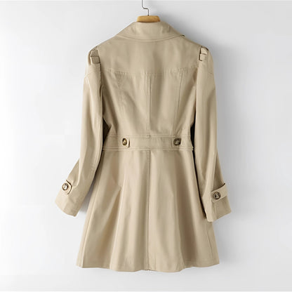 Stylish Beige Double-Breasted Trench Coat for Women – Casual Spring Jacket
 - ModishWorld