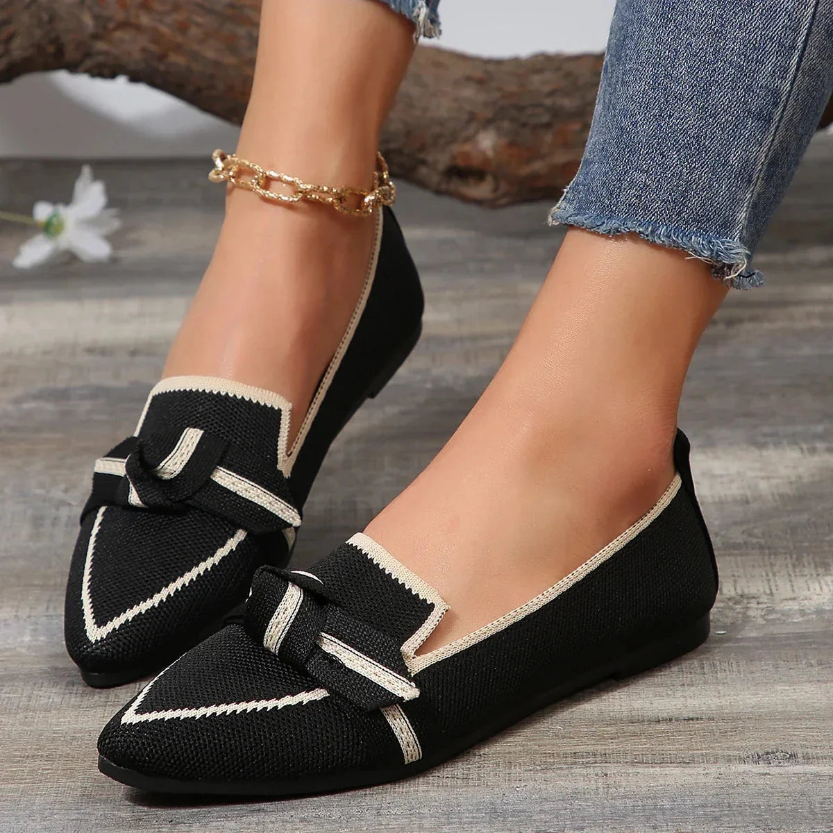 Women's Black Bow Slip-On Flats: Casual Chic Comfort
 - ModishWorld