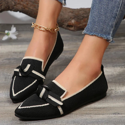 Women's Black Bow Slip-On Flats: Casual Chic Comfort
 - ModishWorld