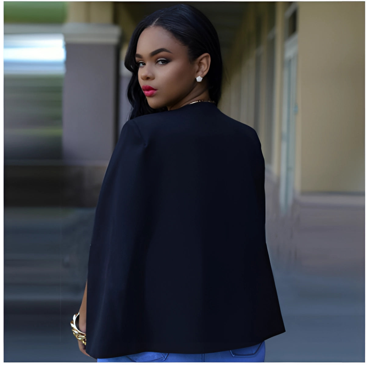 Elegant Black Cape Blazer for Women
 - ModishWorld