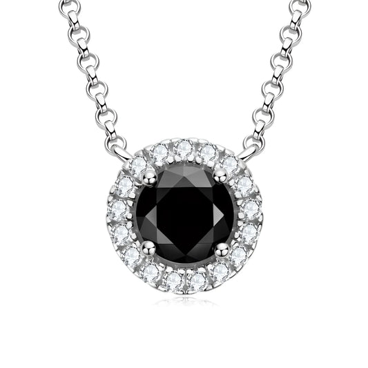 925 Sterling Silver Necklace with GRA Certified Black Moissanite Pendant
 - ModishWorld