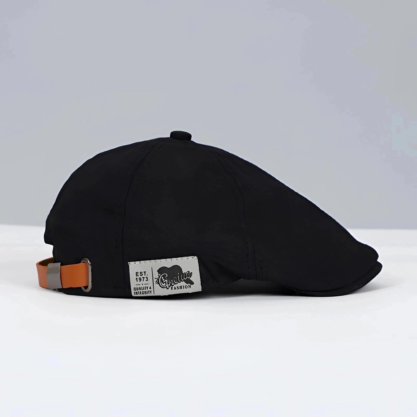 Adjustable Black Newsboy Cap for Men - Vintage Flat Hat with Buckle
 - ModishWorld