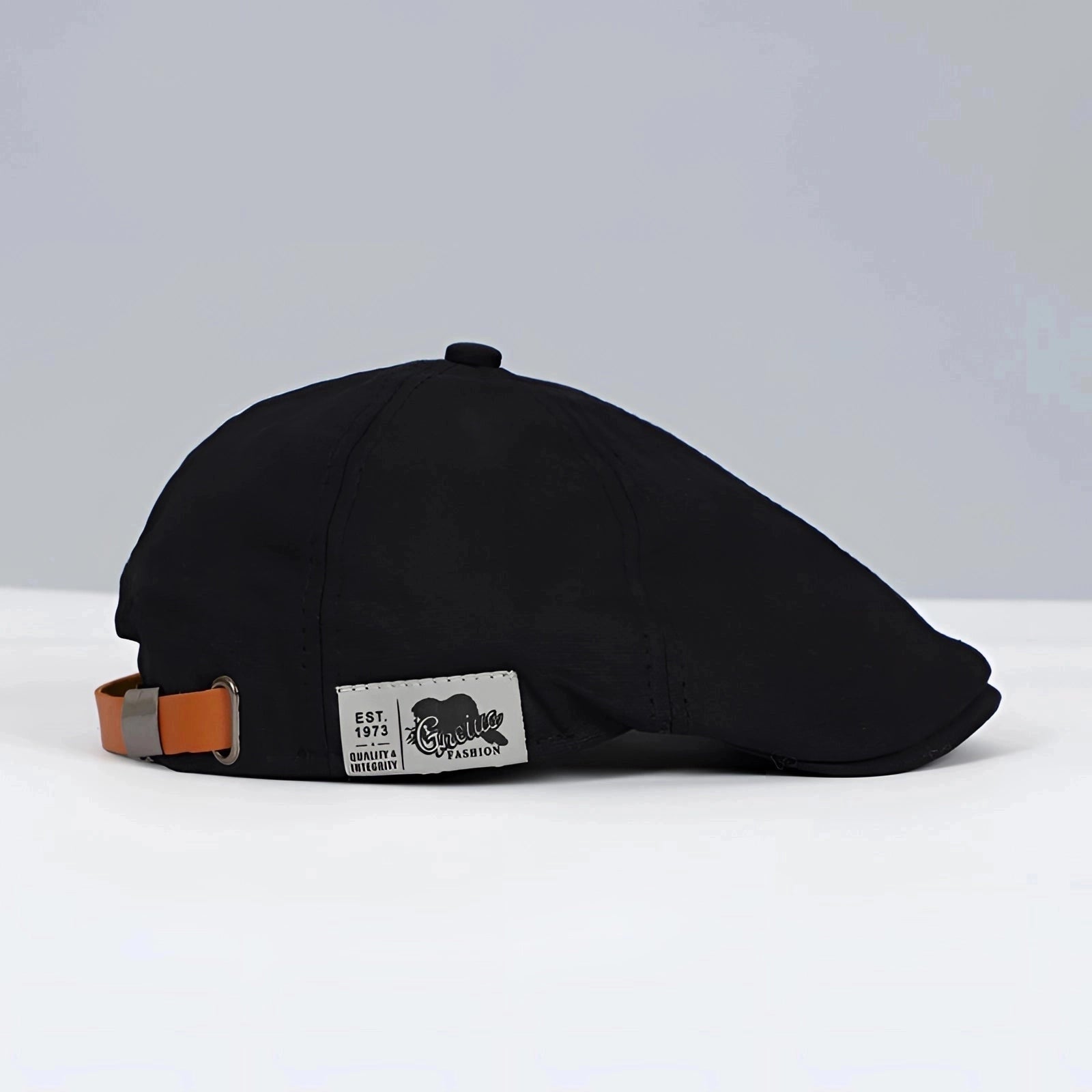 Adjustable Black Newsboy Cap for Men - Vintage Flat Hat with Buckle
 - ModishWorld