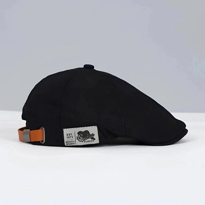 Adjustable Black Newsboy Cap for Men - Vintage Flat Hat with Buckle
 - ModishWorld