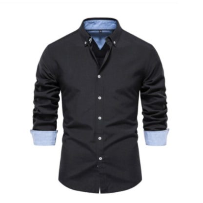 Men's Black Formal Shirt, Slim Fit, Blue Collar, Contrast Cuffs
 - ModishWorld