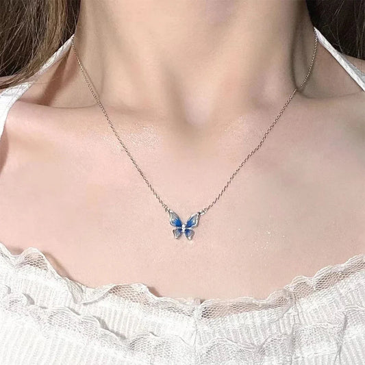 Elegant Minimalist Blue Butterfly Necklace for Women
 - ModishWorld
