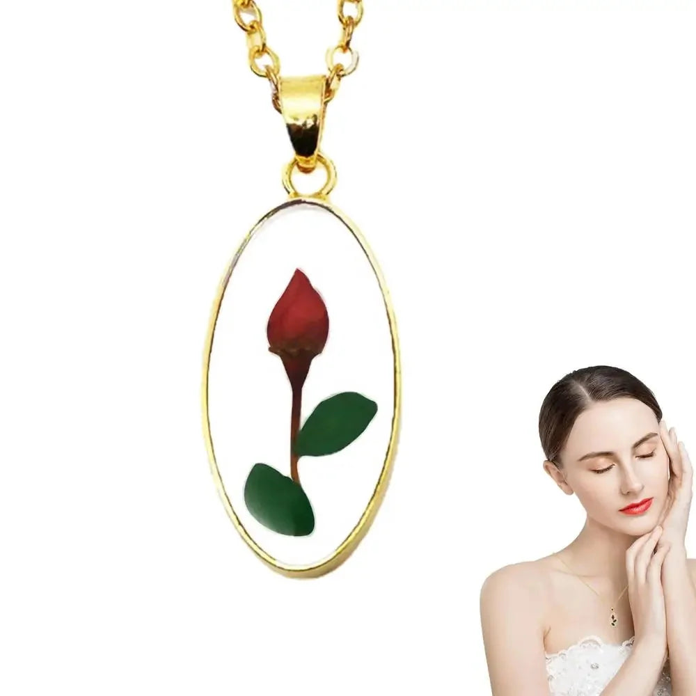 Necklace with Real Forget-Me-Not Flower in Blue Resin Pendant
 - ModishWorld