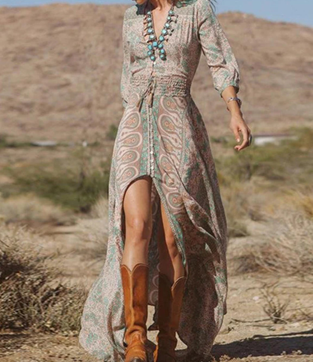Vintage Paisley and Floral Bohemian Maxi Gown – Modish World