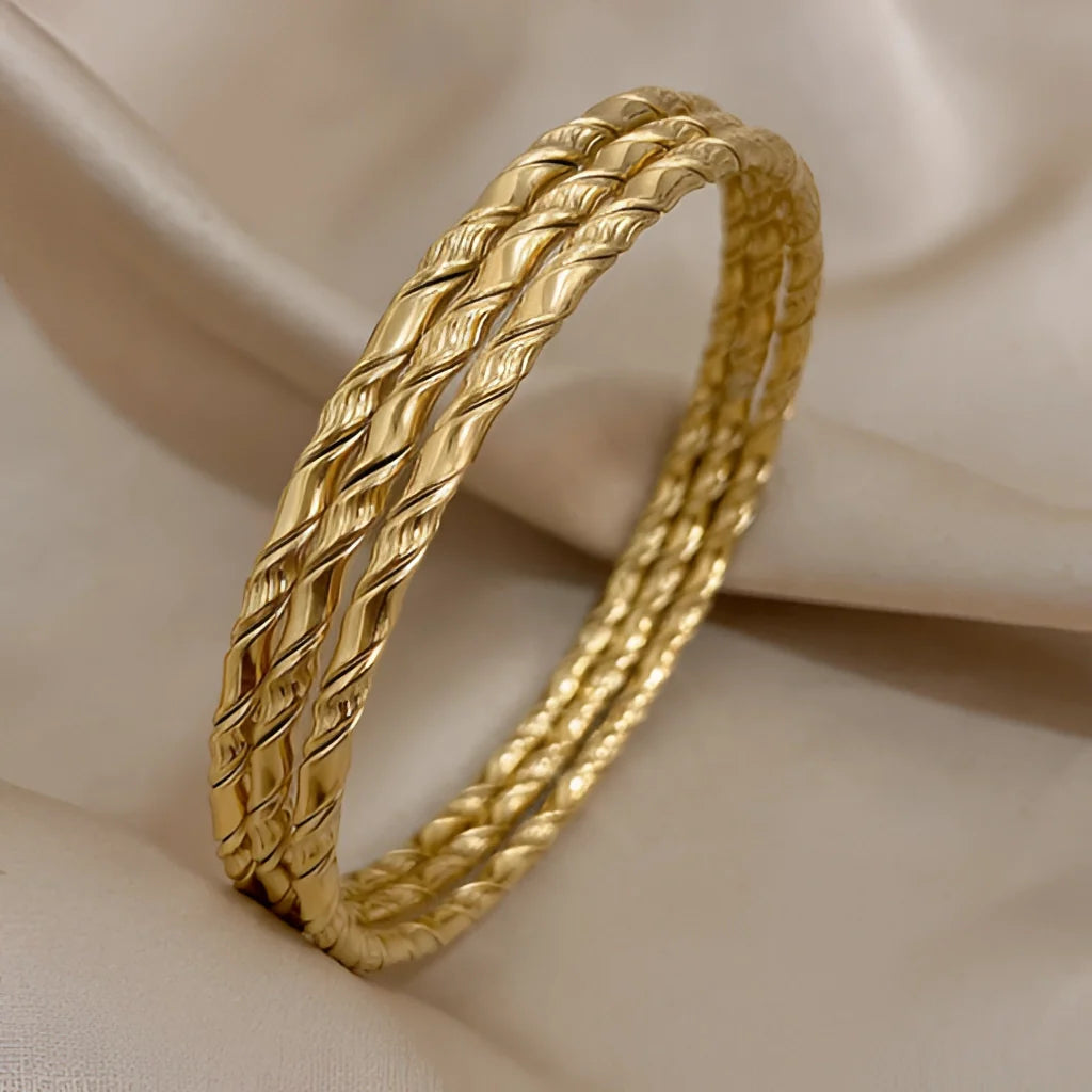 Woven Gold Bangle Bracelet - Designer Artisan Style for Women
 - ModishWorld